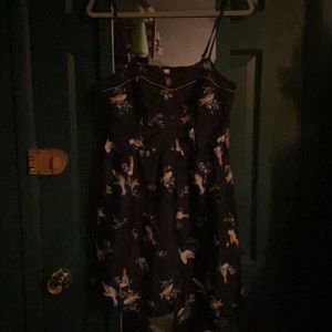 Xhilaration Sweetheart Polkadot Mesh Neckline Sundress, Bird Print, size M